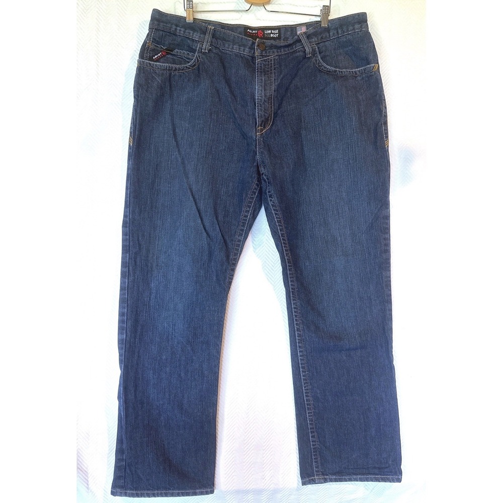 Ariat FR M4 Low Rise Boot Cut Jeans Mens 42x34 Blue Flame Resistant CAT 2 Denim